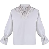 QVNXVO Mittelalter kleidung Herren Mittelalterliches Revers-Oberteil mit plissierten Puffärmeln Einfarbiges Retro-Hemd für Halloween M