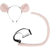 Tsffae 2 Stück Mausohren Stirnband, Ohren Stirnband Schwanz Tier Dress Up Set Für Kinder Erwachsene Halloween Weihnachten Cosplay Fancy-Party Kostüm Dekoration Zubehö