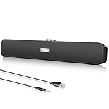 Aiseeok PC Lautsprecher, Bluetooth Soundbar Lautsprecher, Soundbar HiFi Stereo-Sound mit 3,5 mm Klinke, USB-Stromversorgung, Multimedia-Lautsprecher für Computer, Laptop, TV, Smartp