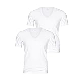 Mey - Dry Cotton 46007-P - T-Shirt mit V-Ausschnitt - 2er Pack (6 Weiß), L, 2xWeiß