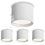 KYOTECH LED Aufbauspots IP44 - Ø84*65mm Deckenspots Weiß Matt - 6W 550LM GX53 LED Aufbaustrahler - Aluminium 3000K Warmweiß Aufputz 230v Aufbauleuchte Deckenlampe für Bad Badezimmer 4 Stück