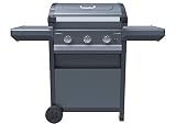 Campingaz Gasgrill 3 Series Select, BBQ Gas-Grillwagen mit 3-Brennern aus Edelstahl, Deckel mit Thermometer, InstaClean Aqua, Culinary Modular System, 10.2 kW Leistung, Außenküche, G