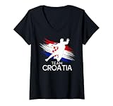 Damen Handball Kroatien Trikot Handballspieler Handballspiel T-Shirt mit V