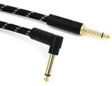 Fender Deluxe Series Gitarreninstrumentenkabel, 3m, Gerade/Winkel, Schwarz-Weißes Tw