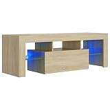 vidaXL TV Schrank mit LED-Leuchten Lowboard Fernsehschrank Fernsehtisch Sideboard HiFi-Schrank TV Möbel Tisch Board Sonoma-Eiche 120x35x40