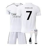 R.M Trikot Set Authentisch Fußball Trikot Nr. 7 24/25 Heimtrikots mit T-Shirt Shorts Socken für Kinder,Geschenke für Fußballfans,Atmungsak