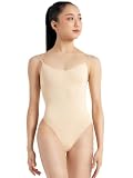 Capezio Camisole Leotard with Clear Transition Straps, Nude, Larg
