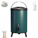 Isolierter Getränkespender, Edelstahl, isolierte heiße und kalte Kaffeekanne, 8 l, Heißgetränkespender mit Zapfhahn für Kaffee und heißen Tee, kalte Milch, Wasser, Saft (grün)