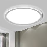 LQWELL® Deckenleuchte LED Deckenlampe, IP44 Wasserfest Badlampe Rund Flach 18W 6000K 1600LM Modern Schlicht Lampe Dünn für Wohnzimmer Badezimmer Schlafzimmer Küche Balkon Keller Büro, 220 * 24