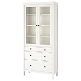 IKEA HEMNES Glastürenschrank mit 3 Schubladen, 90 x 197 cm, weiß geb