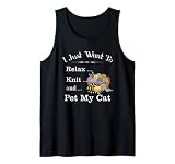 Lustiges Strickshirt 'I Just Want to Relax Knit Pet My Cat' Tank Top