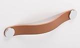Gedotec Möbelgriffe aus Vollmetall und Leder | 1 Stk Türgriffe für Schränke - Chrom poliert - Beige inkl. Befestigungsmaterial | FLEXA 0404 | LA: 160 mm | Griffe für Küchenschränke Schrankg