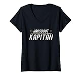 Hausboot Mieten Hausbooturlaub Reise Floßfahrt Kapitän T-Shirt mit V