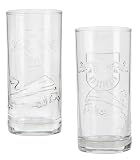 RB Leipzig Trinkglas - Relief - 2er-Set | Wasserglas | Glas | Longdrinkglas | RBL - Plus Aufkleber Wir lieben Fußb