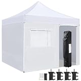 Yaheetech Pavillon Faltpavillon 3x3 wasserdicht stabil Winterfest, 323/332/341 cm höhenverstellbar Pop Up mit 4 Seitenteilen, UV-Schutz 50+ für Outdoor Garten Hochzeit Camping, Weiß