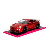 Jada Toys Porsche 911 GT3 (997) Pink Slips (1:24) – Modellauto aus Metall mit zu öffnenden Türen, Haube und Kofferraum, Sammlerstück für Kinder und Fans ab 8 J