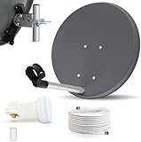 Digitale Camping Sat Anlage Spiegel 40 cm Single LNB 0,1 dB + Koaxialkabel 10m Kabel Balkon Caravan Mobil Schüssel Antenne OPTICUM für HDTV HD Sky 3D 4K geeig