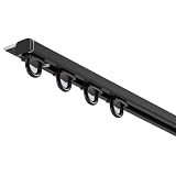 Deckenvorhangschiene, unsichtbare Gardinenstange 1.0 m-6.0 m für Raumteiler, Deckenschienen Set mit geräuschlosen Rollen, ideal für nach innen öffnende F
