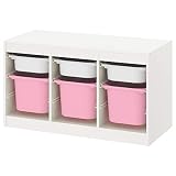 Ikea TROFAST Aufbewahrungskombination mit Boxen, 99x44x56 cm, weiß/pink