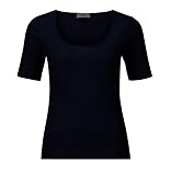 rich&royal Damen Organic RIPP Tshirt schwarz Kurzarm NOS O Rib Shirt, Größe:L
