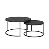 Vicco Couchtisch-Set Montreal, Schwarz/Schwarzer Marmor, 77 x 40 cm 2 T