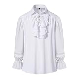 QVNXVO Mittelalter kleidung Herren Retro Performance-Kleidung Freizeithemd mit Schnürung und Puffärmeln Einfarbiges Lockeres Hemd Langärmliges Retro-H