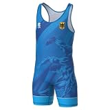 Extreme Hobby Kinder Wrestling Trikot Deutschland, Leotard Singlet Vest Kids Bodysuit Atmungsaktiver Material, Ringer Trikot (Blau, 128)