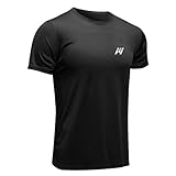 MEETWEE Sportshirt Herren, Laufshirt Kurzarm Mesh Funktionsshirt Atmungsaktiv Kurzarmshirt Sports Shirt Trainingsshirt für Männer, Schwarz, XL