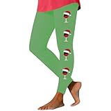 Generisch Weihnachts Leggings Damen Weihnachtshosen Hohe Taille Leggins Mode 3D Druck Sportleggins Lang Hose Elastisch Strumpfhosen Freizeithose Sport Tights Damen Lang Weihnachtsoutfit Damen Sexy