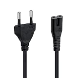 Mcbazel 1,5m Stromkabel C7 Eurostecker (Achterstecker), 2-poliges Netzkabel für PS5,PS4,PS3,PS2,PS1,Xbox, Smart-TV, Drucker, Radio & Monitor, Ersatz Kleingerätekabel, Schw
