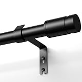 TRAROD Gardinenstange Schwarz 76-228cm, 16 mm Durchmesser Vorhangstange Ausziehbar, Vorhangstange mit Halterung und zylindrischen Enden für Schlafzimmer, Wohnzimmer und Küche - Schwarz M