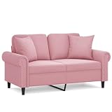 QJBSAVVA Bigsofa Camping Sofa Sofas Sofa Groß - 2-Sitzer-Sofa mit Zierkissen Rosa 120 cm Samt für Gästezimmer Schlafzimmer Wohnzimmer Bü