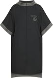 Badeponcho aus Waffelpique Handtuch-Poncho aus 100% Viskose leicht und kompakt - Badetuch Surferponcho mit Kapuze für Damen und Herren Farbe Schwarz Größe S/M