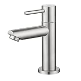 CECIPA Kaltwasserarmatur mit Anschlussschlauch, Waschbeckenarmatur mit Auslauf Höhe 93.4 mm für Gäste WC, Kaltwasserhahn Gäste WC für B