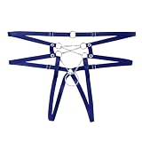 LXGKEKSKG Herren-Unterwäsche, sexy lustig, Kettenring-Unterwäsche, Tanga (3) (Blue, One Size)