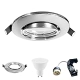 Europalamp 100 Einbaustrahler, schwenkbar, Aluminium, gebürstet, mit GU10 LED, 7 W, 56 W, Warmweiß, 2700