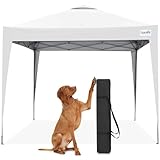 Quictent Pop Up Pavillon 3x3m Faltbarer Event Shelter mit Tasche, 50+ UV-Schutz Baldachin Gartenzelt für Partys, Camping, Festivals und Flohmärkte - Weiß