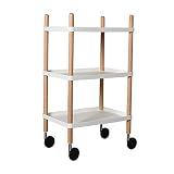 Küchenwagen Wagen Rollende Servierwagen Holz 3 Tier Trolley Aufbewahrungswagen Organizer Abschließbare Räder Multifunktions, 2 Farben, WVFHVISL, Weiß, 50 * 36 * 90 CM