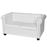 Willood Chesterfield-Sofa L-Form Ecksofa mit Schlaffunktion 2-Sitzer Kunstleder Weiß
