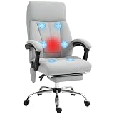 Vinsetto Bürostuhl mit Massagefunktion, Ergonomisch Schreibtischstuhl mit Liegefunktion, Lendenheizung, Höhenverstellbar Computerstuhl mit Fußstütze, Drehfunktion, G