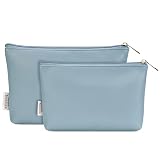 Kosmetiktasche Klein Schminktasche Klein für Handtasche 2 Stück Kleine Make Up Tasche Damen PU Leder Tragbare Makeup Bag 2Pcs mit Reißverschluss, Blau (Patent Angemeldet)