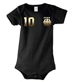 Kinder Baby Strampler Shirt Deutschland Wunschname + Nummer - Schwarz 18-24 M