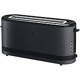 WMF Küchenminis Langschlitztoaster 2 Scheiben mit Brötchenaufsatz, Toaster schmal, XXL, Bagel-Funktion, 7 Bräunungsstufen, 900W, Toaster edelstahl matt, schw