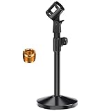 Mikrofonständer Tisch, Ohuhu Mikrofon Ständer Verstellbarer, Mikrofon Halterung mit 180° Mikrofonclip, Metall 5/8' Zoll Männlich zu 3/8' Weiblich Adapter Kompatibel mit den Eisten Mik
