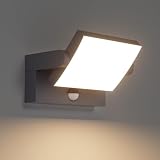 Klighten 24W Außenwandleuchte Außenlampe mit Bewegungsmelder IP65 Wandleuchte Innen Außen Wandlampe mit Schwenkbar LED Panel, Aussenleuchte für Garten Terrasse Eingang, Anthrazit, Warmweiß 3000