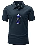YSENTO Herren Poloshirts Kurzarm Polohemd T Shirts Golf Polo Slim Fit Tennis Polo T-Shirts mit Tasche(Marine,XL)