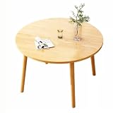 JHAISMAO 4 Sitz Klein Rund Holztisch Massiv Holz Esstisch Platte Eiche Gebeizt Cremefarbene Beine Modern Einfach Esszimmer Möbel(Size:80cm,Color:A)
