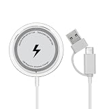 1 Stück Magnetische induktive Ladestation Smartphone 15 W,Ladegerät kompatibel mit Smartphone 12–17, inkl.Sicherheitsinformationen Type-C & USB-A, kabelloses Wireless Charger für schnelles L