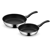 WMF Devil Pfannenset Induktion 2-teilig – Bratpfannen 24, 28 cm – Edelstahl Cromargan Antihaft Pfannen Set, beschichtet, spülmaschinengeeignet, backofenfest, hitzebeständig und k
