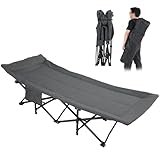Feldbett Klappbar, Karpfenliege, Campingbett mit integriertem Kopfkissen, Feldbett mit Seitentasche und Antirutschmatten, Gästebett Klappbar, das keine Montage erfordert, Campingliege bis 200 kg